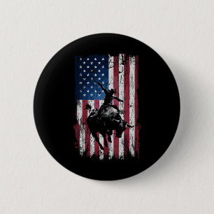 Rodeo Cowboy Western Usa Flag Cowboys 6 Cm Round Badge