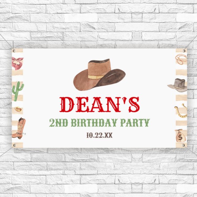 Rodeo Cowboy Western Wild West Birthday Party Banner (Creator Uploaded)