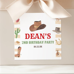 Rodeo Cowboy Western Wild West Birthday Party Square Sticker