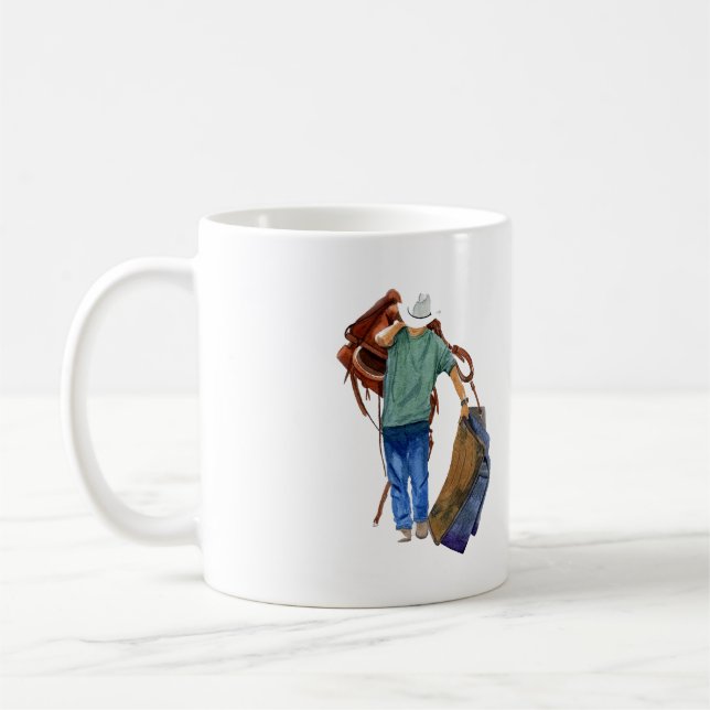 Rodeo Cowboy With Tack Coffee Mug (Left)