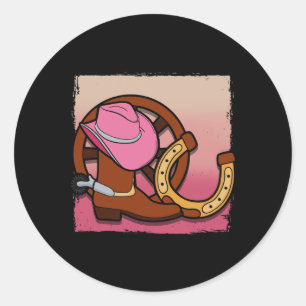 Rodeo Cowgirl Barrel Racing Roping Horseback Ridin Classic Round Sticker