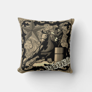Rodeo Cowgirl Barrel Racing Throw Pillow