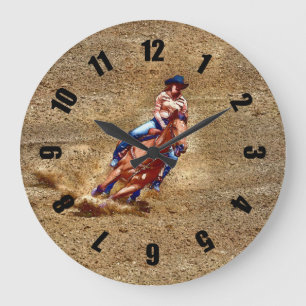 Rodeo Cowgirl Barrel-Racing Western Themed Clock