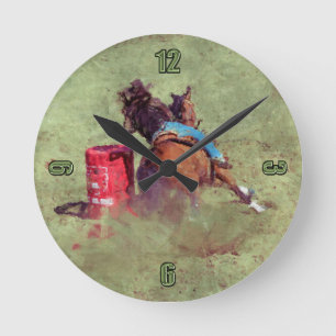 Rodeo Cowgirl Barrel-Racing Western Themed Clock