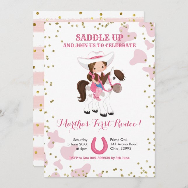 Rodeo cowgirl birthday Invitation (Front/Back)