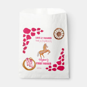 Rodeo cowgirl birthday pink cow pattern pony  favour bag