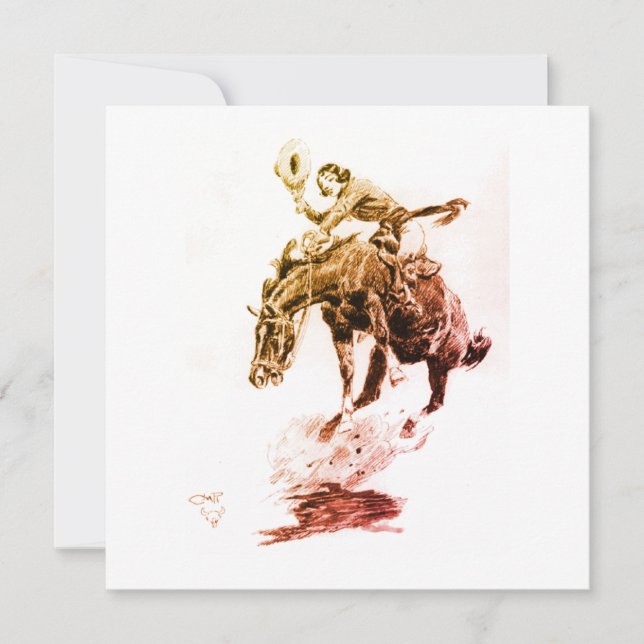 Rodeo Cowgirl (by C.M. Russell) Invitation (Front)