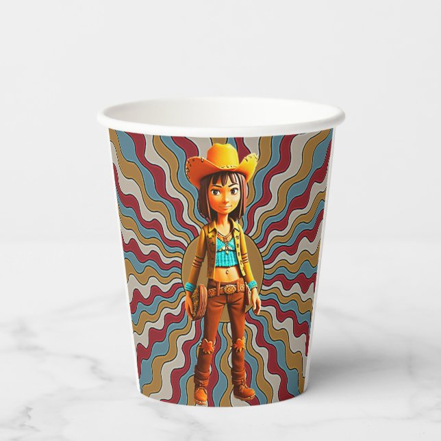 rodeo+cowgirl+girl paper cups (Back)