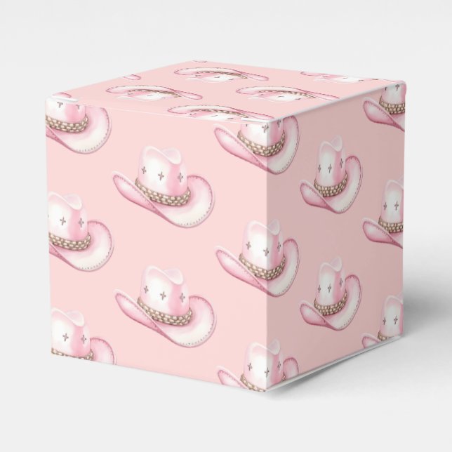 Rodeo Cowgirl Pink Hat Baby Shower Favour Box (Front Side)