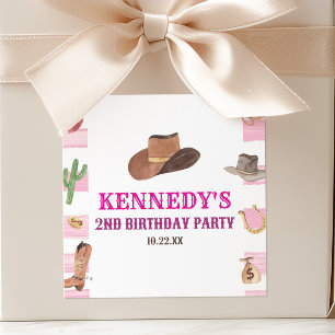 Rodeo Cowgirl Western Wild West Birthday Party Square Sticker