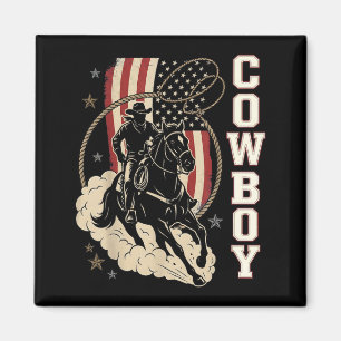 Rodeo Daddy Cowboy Patriotic American Western Flag Magnet