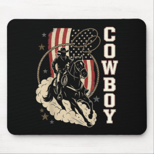Rodeo Daddy Cowboy Patriotic American Western Flag Mouse Pad