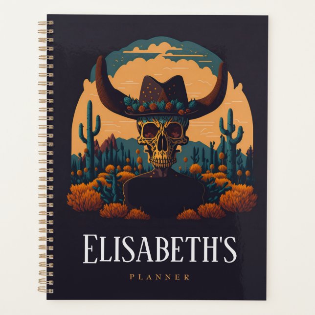 Rodeo desert cowbow skull notebook planner (Front)