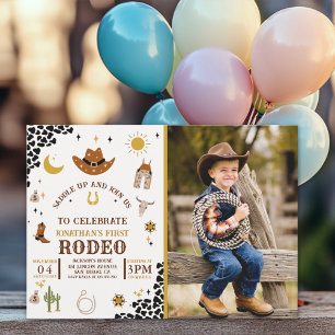 Rodeo First Birthday, Photo Cowboy Birthday Boy Invitation