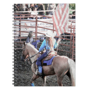 Rodeo Flag Horse and Cowgirl Notebook