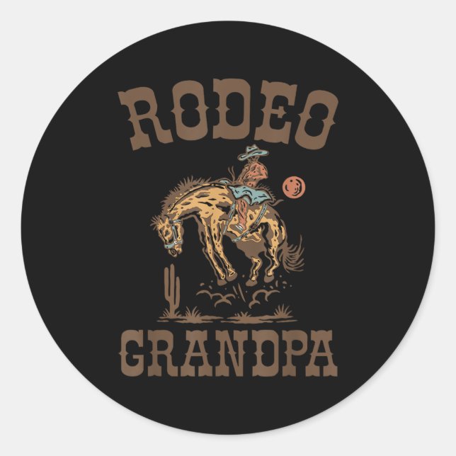 Rodeo Grandpa Cowboy Cowgirl Birthday Family Match Classic Round Sticker (Front)