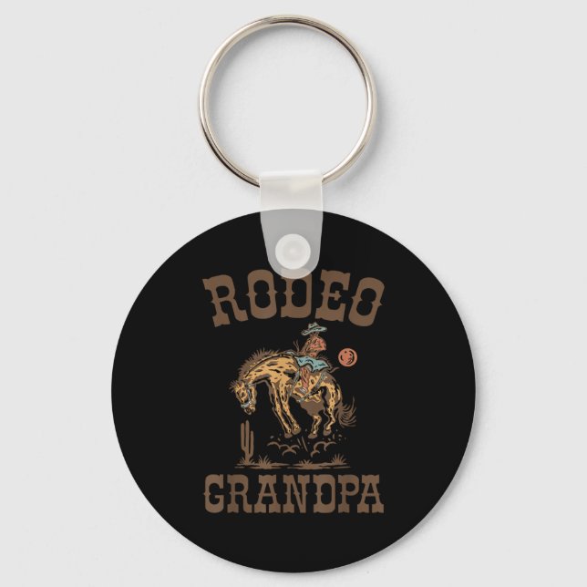 Rodeo Grandpa Cowboy Cowgirl Birthday Family Match Key Ring (Front)