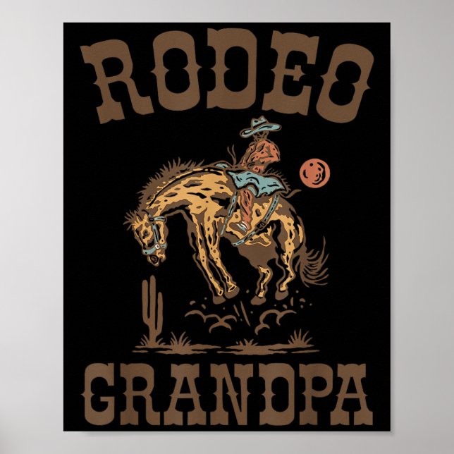 Rodeo Grandpa Cowboy Cowgirl Birthday Family Match Poster (Front)