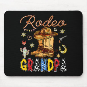 Rodeo Grandpa Western Birthday Cowboy Illustration Mouse Pad