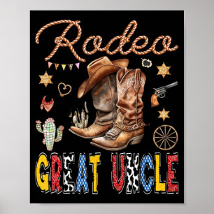 Rodeo Great Uncle Western Cowboy Birthday Matching Poster