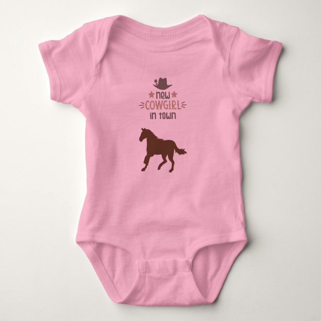 Rodeo Horse New Cowgirl In Town Baby Bodysuit (Front)