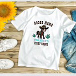 Rodeo mama cowboy horse birthday party matching T-Shirt<br><div class="desc">First Rodeo cute cowboy baby horse birthday party personalised t-shirt,  adorable brown baby horse in a cowboys hat and decorated saddle on Arizona landscape for cowboys western themed birthday party,  birthday photoshoot matching family shirt,  photo props.</div>