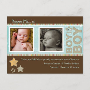 Rodeo Mattias Birth Announcement Postcard