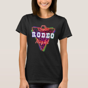 Rodeo Night Leopard Neon Cowboy Hat T-Shirt