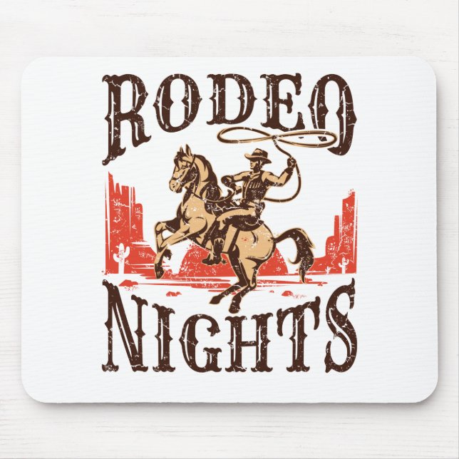 Rodeo Nights Cowboy Cowgirl Western Country Mouse Pad (Front)