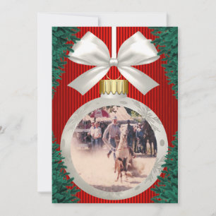 Rodeo Ornaments On Red Holiday Photo Card
