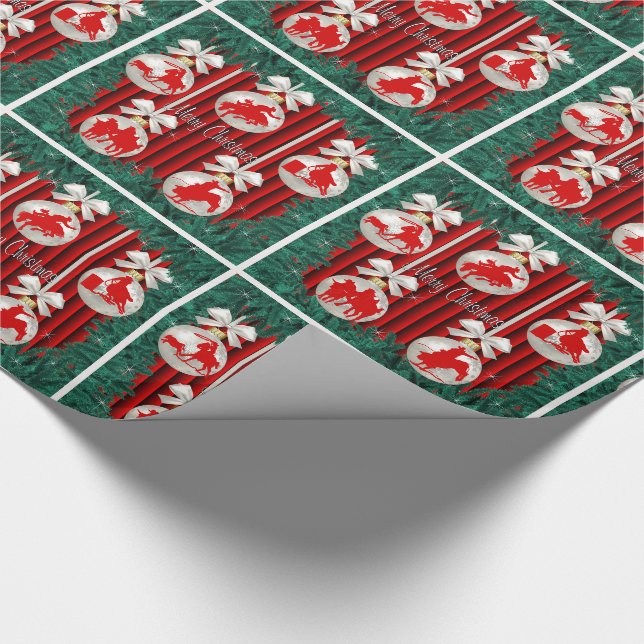 Rodeo Ornaments Wreath Border Red Background Wrapping Paper (Corner)