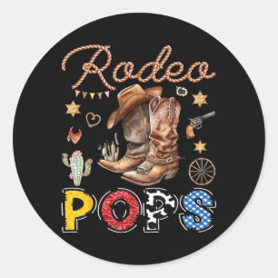 Rodeo Pops Western Cowboy Birthday Matching Family Classic Round Sticker
