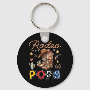 Rodeo Pops Western Cowboy Birthday Matching Family Key Ring