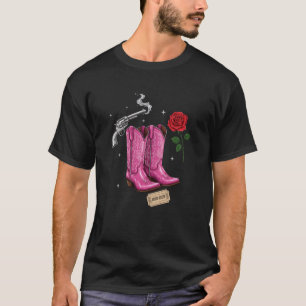 Rodeo Queen Boots Rose Revolver Western Country T-Shirt