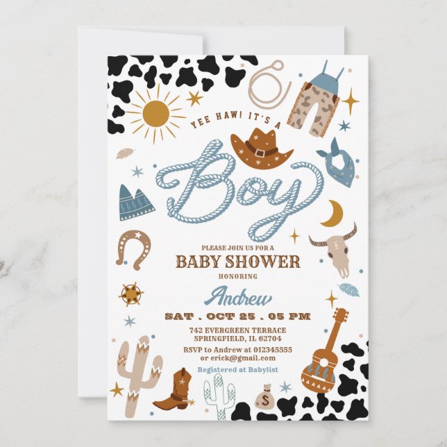 Rodeo Ranch Wild West Cowboy Baby Shower Invitation (Front)
