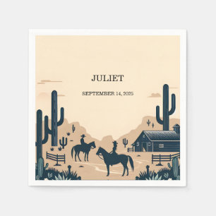 Rodeo Retro Horse Rustic Western Bridal Shower Napkin