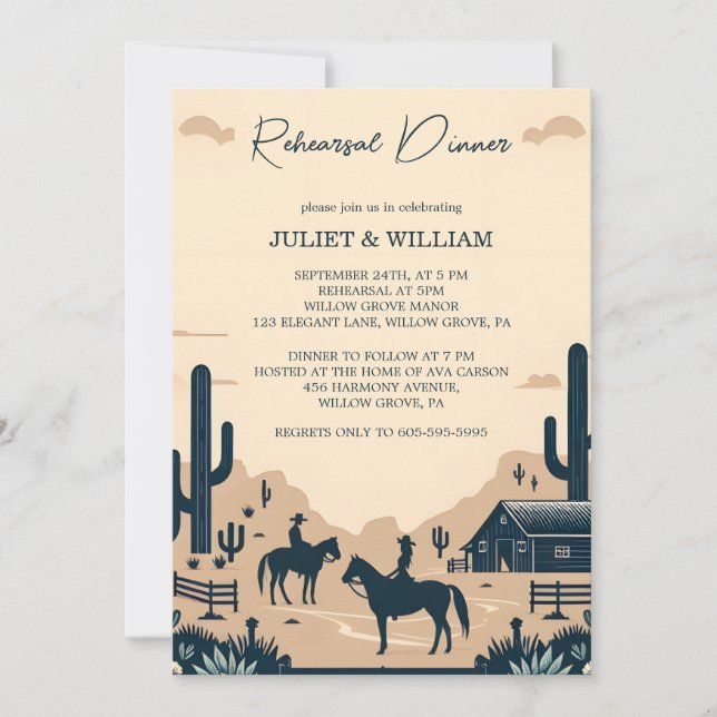 Rodeo Retro Horse Rustic Western Rehearsal Dinner Invitation (Front)