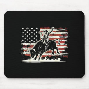 Rodeo Rider Bull Patriotic Cowboy Usa Flag Mouse Pad