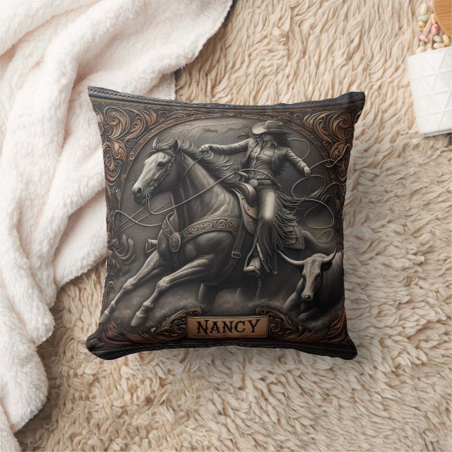 Rodeo Rider Competing With Steer at Sunset Cushion (Blanket)