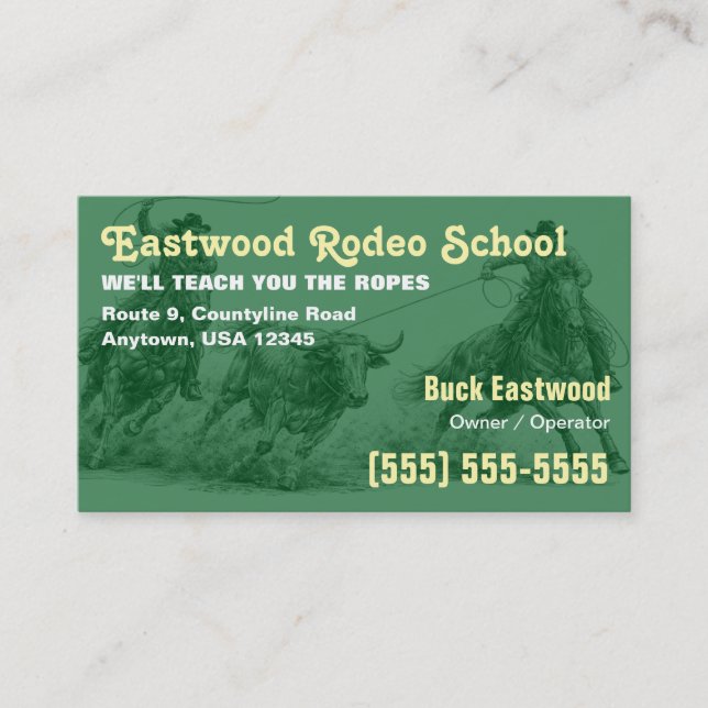 Rodeo School | Cowboy Roping Instructor Card (Front)