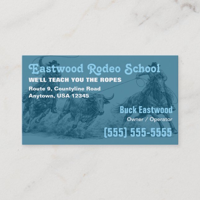 Rodeo School | Cowboy Roping Instructor Card (Front)