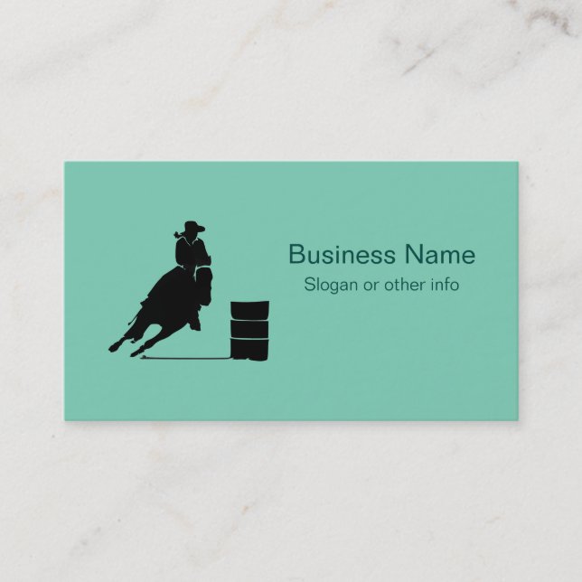 Rodeo Theme Cowgirl Barrel Racing Silhouette Business Card (Front)