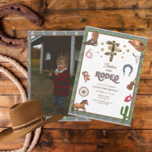 Rodeo Themed 1st Birthday Invitations