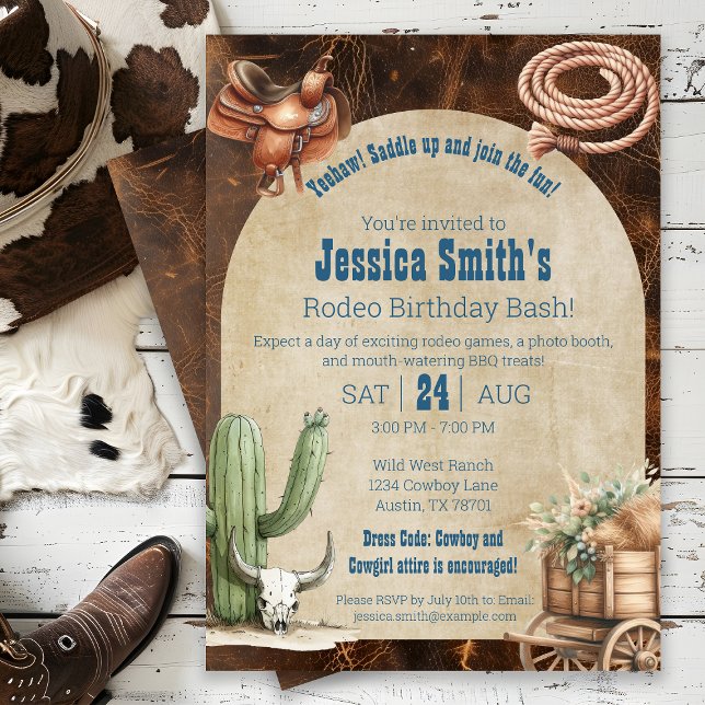Rodeo Themed Adult Birthday Invitation (Creator Uploaded)