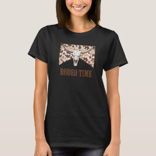 Rodeo Time Leopard Bull Skull Western Life Country T-Shirt