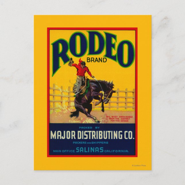 Rodeo Vegetable LabelSalinas, CA Postcard (Front)