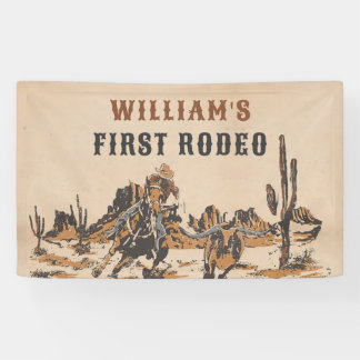 Rodeo Western Cowboy 1st Birthday Party Banner