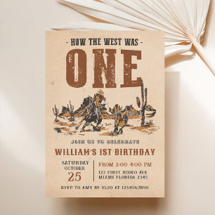 Rodeo Western Cowboy 1st Birthday Party Invitation