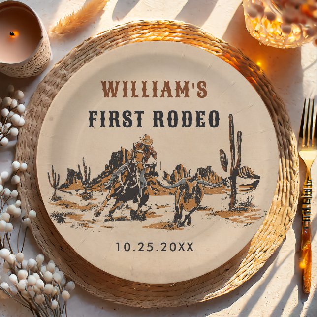 Rodeo Western Cowboy 1st Birthday Party Paper Plate (Creator Uploaded)