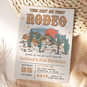 Rodeo Western Cowboy 2nd Birthday Invitation